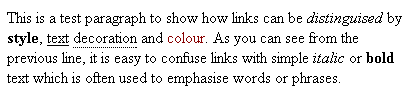 Image showing how text styles can distinguish links from ordinary text